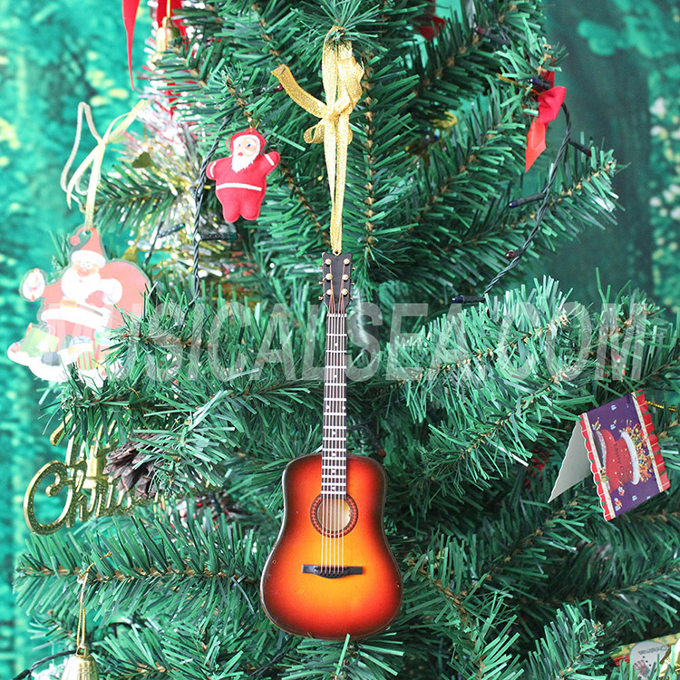 Mini guitar wooden christmas tree ornaments f